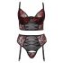 Cottelli Plus Size - BH set met jarretelles (zwart-rood)