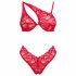 Obsessive Atenica - kanten lingerie set met gekruiste bandjes (rood) - M/L