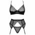 Obsessive Chemeris - bh-set met jarretels (zwart) - M/L