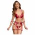 Cottelli Bondage - glanzende beha set met handboeien (rood)