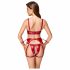 Cottelli Bondage - glanzende beha set met handboeien (rood)