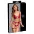 Cottelli Bondage - glanzend BH set met handboeien (rood)