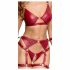 Cottelli Bondage - glanzende beha set met handboeien (rood) - M