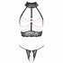 Abierta Fina - opengewerkt lingerie set met kettingen (zwart) - L