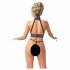 Abierta Fina - opengewerkt lingerie set met kettingen (zwart) - L