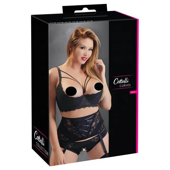 Cottelli Plus Size - riemen, ringvormige bustier (zwart) - 85E