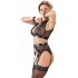 Cottelli Bondage - glanzend streepjes, kanten lingerie set (4-delig)