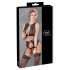 Cottelli Bondage - glanzend streepjes, kanten lingerie set (4-delig) - M