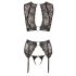 Cottelli Bondage - glanzend streepjes, kanten lingerie set (4-delig) - M