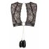 Cottelli Bondage - glanzend streepjes, kanten lingerie set (4-delig) - M