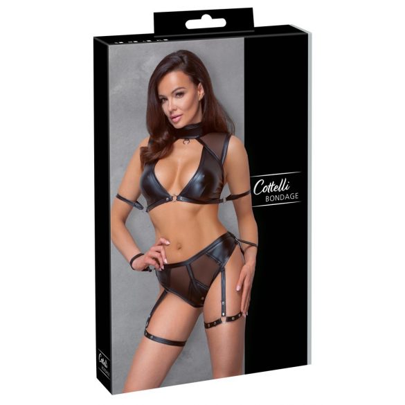 Cottelli Bondage - BH-set met net (zwart)