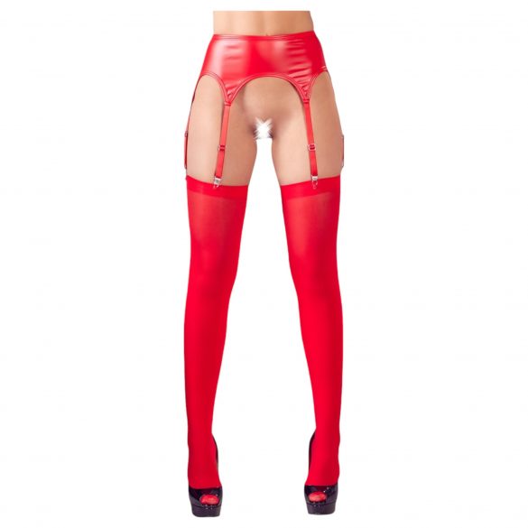 NO:XQSE - glanzend jarretel set (rood)