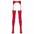 NO:XQSE - glanzend jarretel set (rood) - L/XL