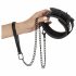 Bad Kitty - halsband met edelstenen en riem (zwart)