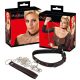 Bad Kitty - halsband met hartjes, metalen riem (zwart-rood)