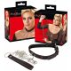 Bad Kitty - halsband met hartjes, metalen riem (zwart-rood)