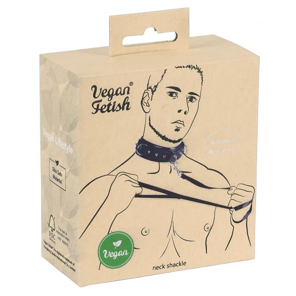 Vegan Fetish - halsband met riem (zwart)