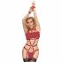 Slechte Kitten - volledige lichaamsharnas body (rood) - L/XL