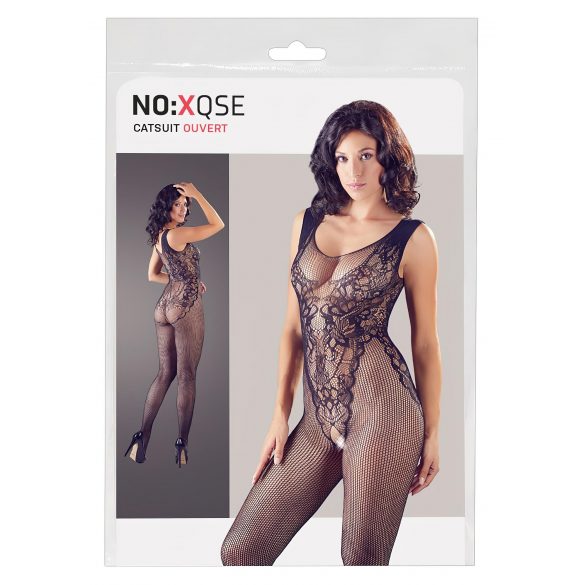 NO:XQSE - mouwloze, open net bodysuit - zwart (S-L)