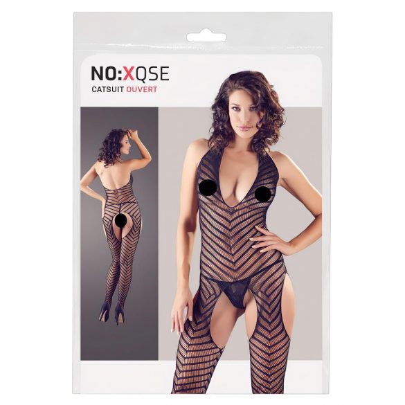 NO:XQSE - Black Halterneck Open Bodysuit with Thong (S-L) 