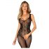 Obsessive G335 - doorschijnende, open netkous catsuit (zwart) - S-L