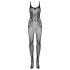 Obsessive G335 - doorschijnende, open netkous catsuit (zwart) - S-L