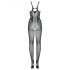 Obsessive G335 - doorschijnende, open netkous catsuit (zwart) - S-L