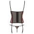 Cottelli - Rozen bustier en string (zwart-rood)