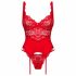 Obsessive Amor Cherris - kanten set met jarretel (rood)