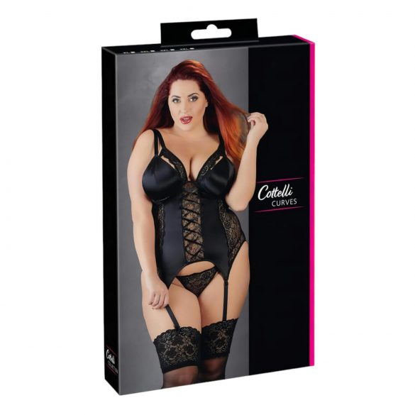 Cottelli Taille Plus - Haut modulable avec porte-jarretelles (noir) - 3XL