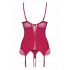 Obsessive Rosalyne - Corset-style Garter Top with Thong (Burgundy) 