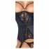 Abierta Fina - bustier met jarretelles (zwart) - L