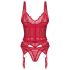 Obsessive Cupide Desir - doorschijnende kanten top set (rood) - L/XL