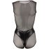 Cottelli - glanzend net bodysuit (zwart)