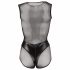 Cottelli - glanzend net bodysuit (zwart)