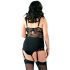 Cottelli Plus Size - Floral Suspender Bodysuit (Black)  - 85F/L