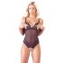 Cottelli - Open body met kant en parels (zwart) - L