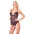 Cottelli - Open body met kant en parels (zwart) - XL