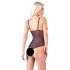 Cottelli - Open body met kant en parels (zwart) - XL