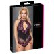 Cottelli Plus Size - bloemenbody (zwart-paars)