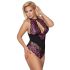 Cottelli Plus Size - bloemenbody (zwart-paars)