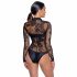 Black Sheer Long-Sleeve Bodysuit 