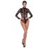 Black Sheer Long-Sleeve Bodysuit  - XL