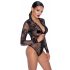 Black Sheer Long-Sleeve Bodysuit  - XL