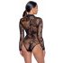 Black Sheer Long-Sleeve Bodysuit  - XL