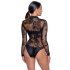 Black Sheer Long-Sleeve Bodysuit  - XL