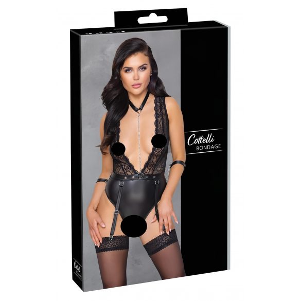 Cottelli Bondage - kanten halter body (zwart) - M