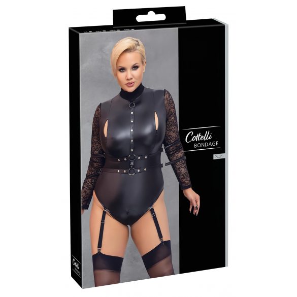 Cottelli Bondage Plus Size – kanten bodysuit (zwart)