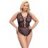 Cottelli Curves Plus Size - doorzichtige patroon bodysuit (zwart)