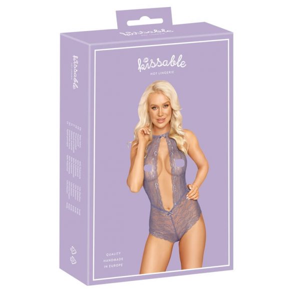 Kissable - halsband, kant body (paars)